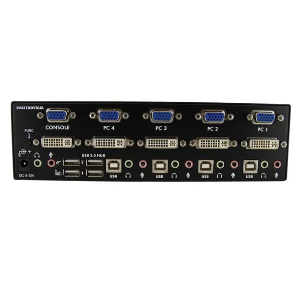 Startech.Com 4 Port Dvi Vga Dual Monitor Kvm Switch Usb With Audio And Usb 2.0 Hub (Sv431ddvdua) - Kvm / Audio / Usb Swi