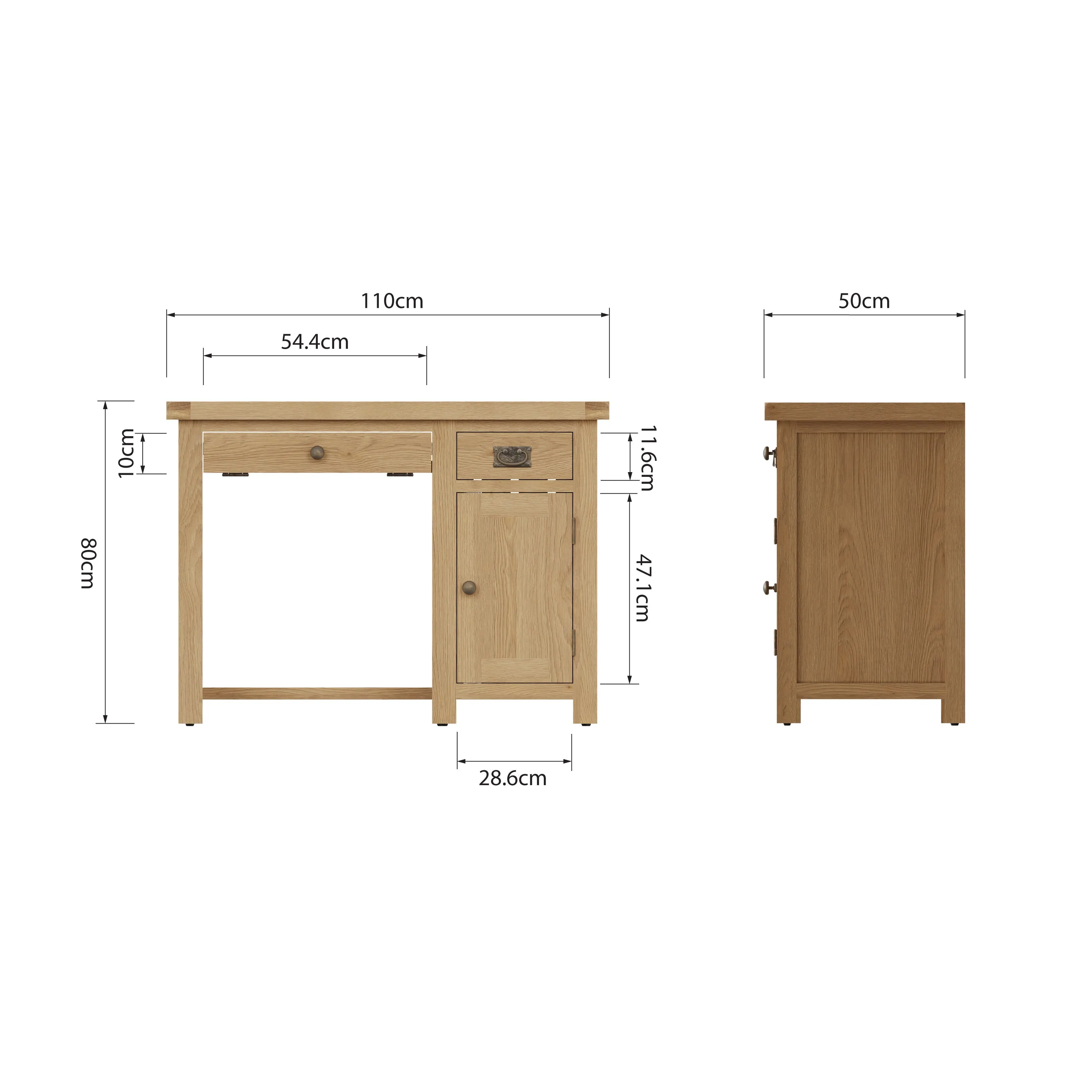 Tunbridge Oak Computer Desk Single 110 x 50 x 80 cm