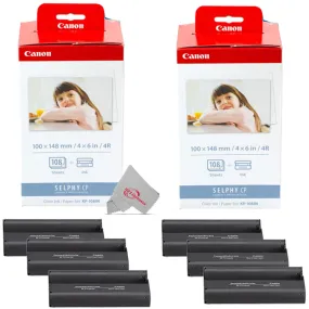 Two Pack Canon Selphy KP-108IN Color Ink 4x6 and Paper Set 3115B001 for SELPHY Compact Printer CP1300 CP1200 CP769