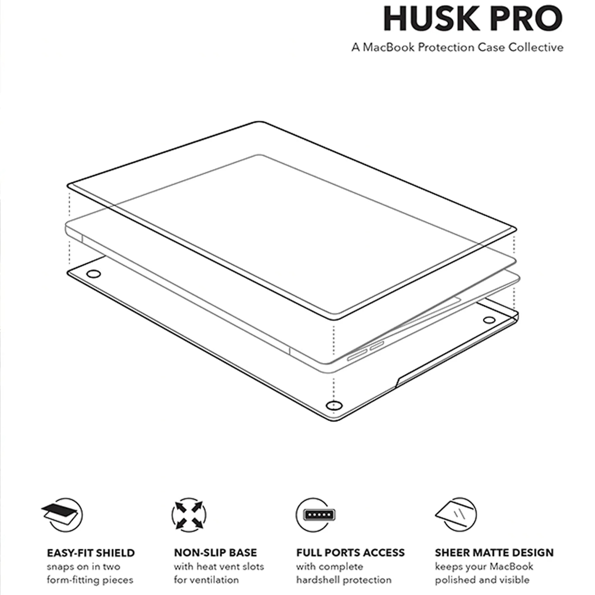 Uniq Husk Pro Claro Case for Macbook Air 13" ( 2020 ) - Matte Grey Smoke (Barcode: 8886463673928 )