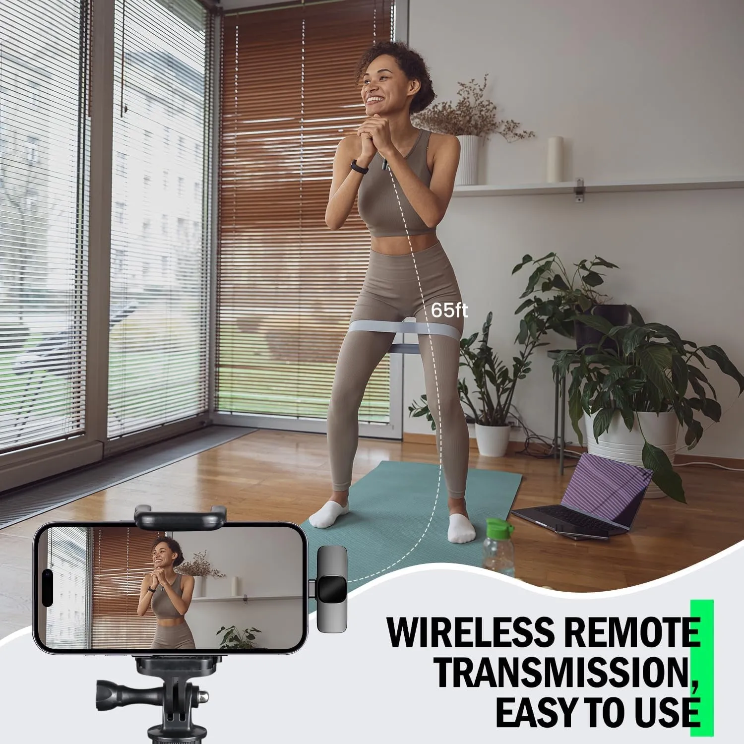 Upgraded 3-in-1 Wireless Lavalier Microphone with an Adjustable Collar Clip and Adapter - for iPhone/Android/Computer - Mini Mic for Video Recording/Podcasts, Built-in Noise-Canceling Chip