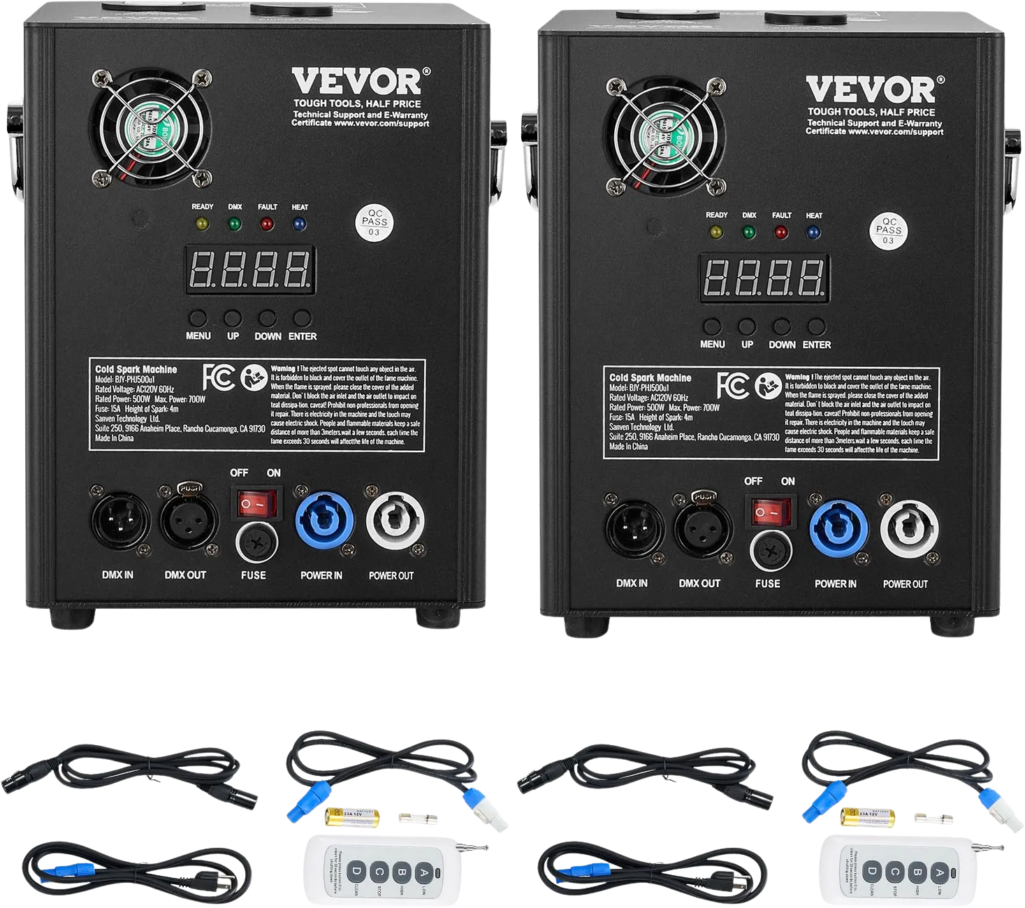 Vevor Cold Spark Machine 500W 6.5' to 13' Special Effects Fireworks for Events 2 Units New