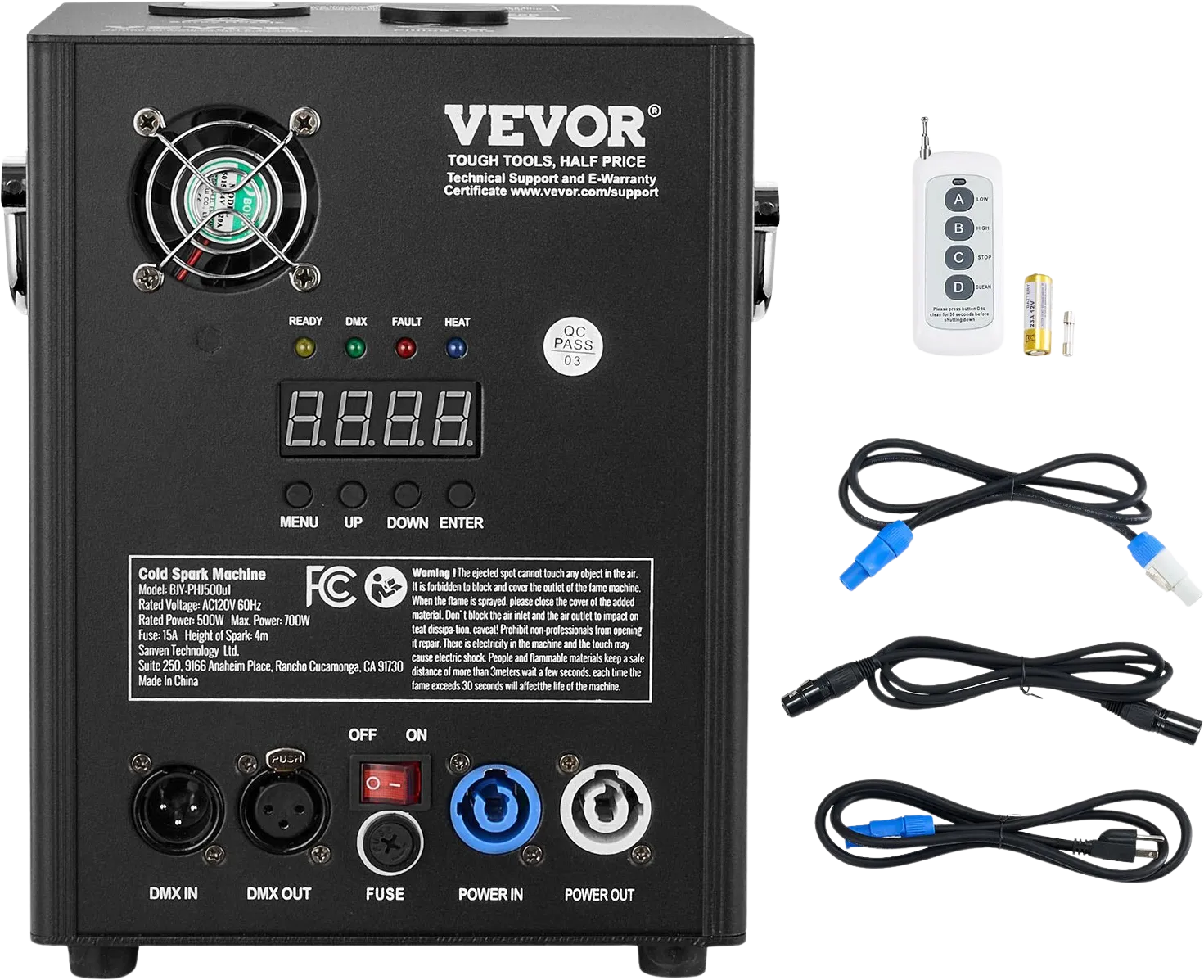 Vevor Cold Spark Machine 500W 6.5' to 13' Special Effects Fireworks for Events New