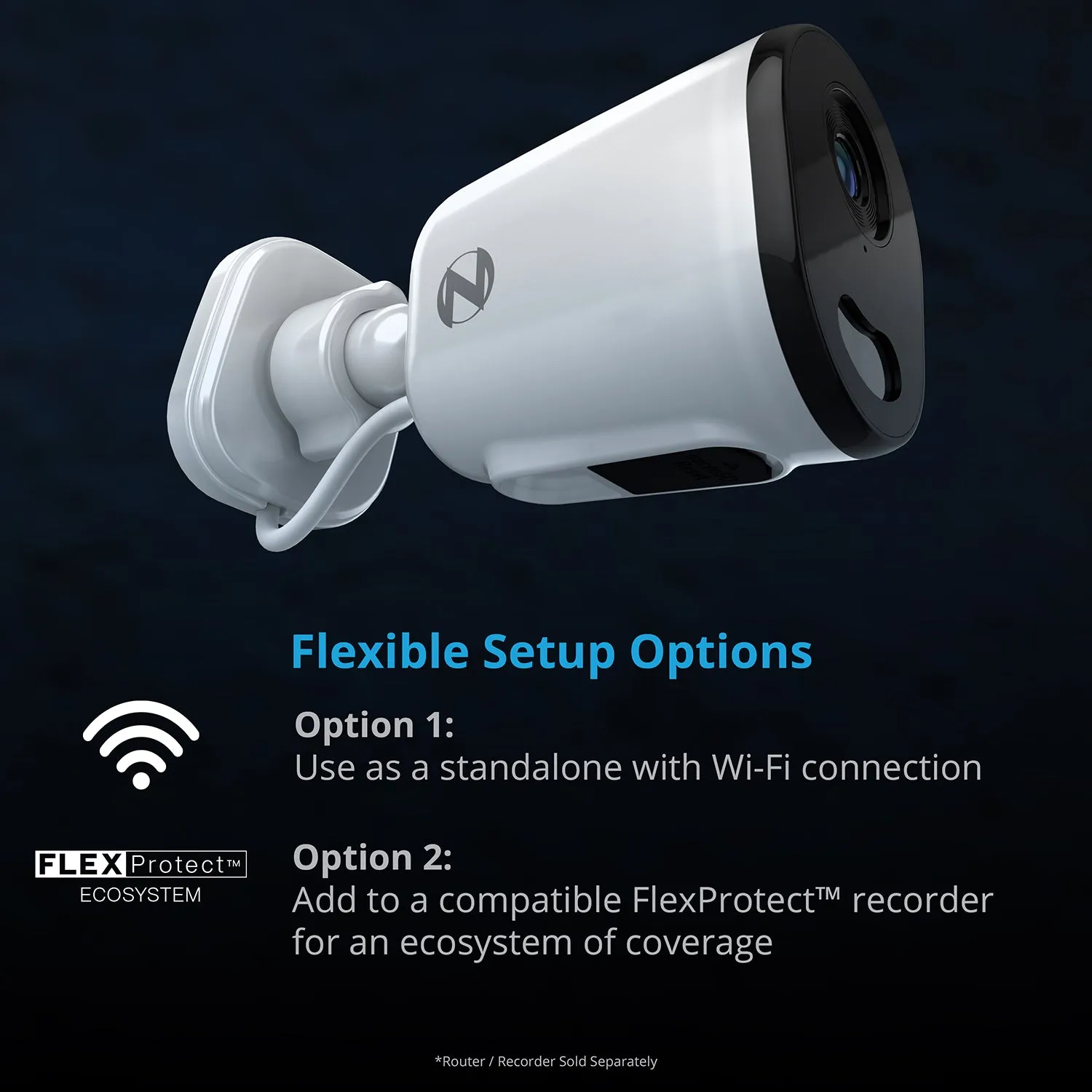 Wi-Fi IP Plug In 2K HD Deterrence Camera with 2-Way Audio and Audio Alerts and Siren - White