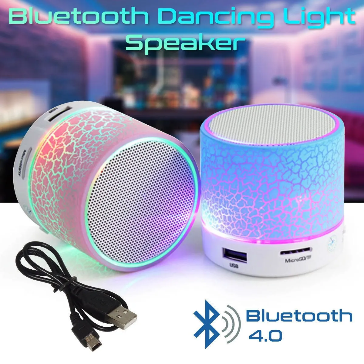 Wireless Bluetooth Mini Speaker LED Light Music SoundBox