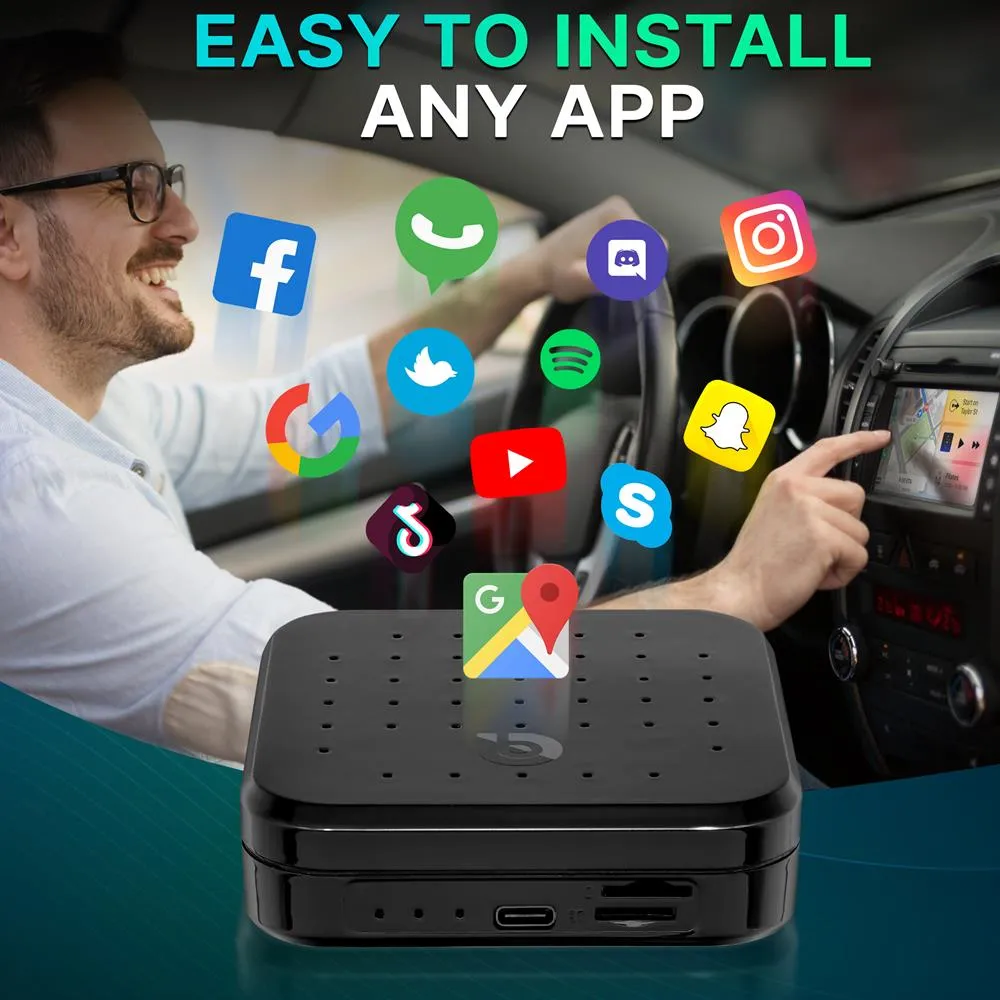 Wireless Carplay & Android System Ia Box - 4Gb Ram 64Gb Rom, 2.4Ghz/5Ghz Dual-Band Wifi Bt Quad-Core 64Bits D/4K Full Hd/H.265/Usb3.0 Android Box, Screen Mirroring, Install Android Apps (Black)