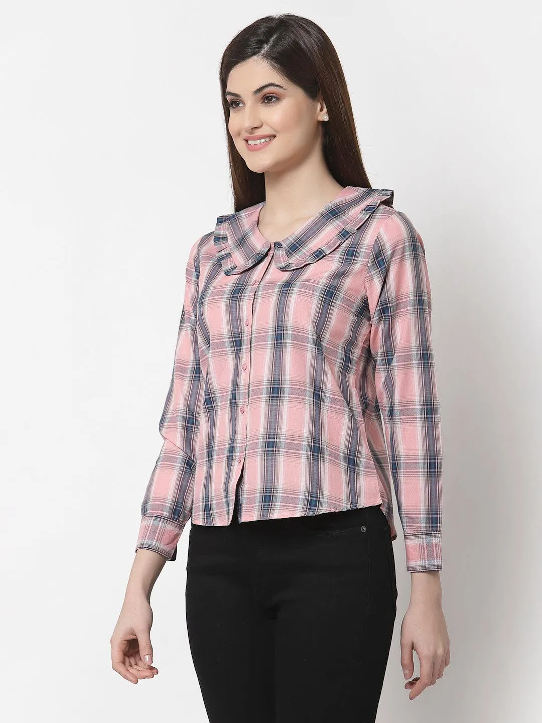 Women Smart Tartan Checked Semiformal Shirt