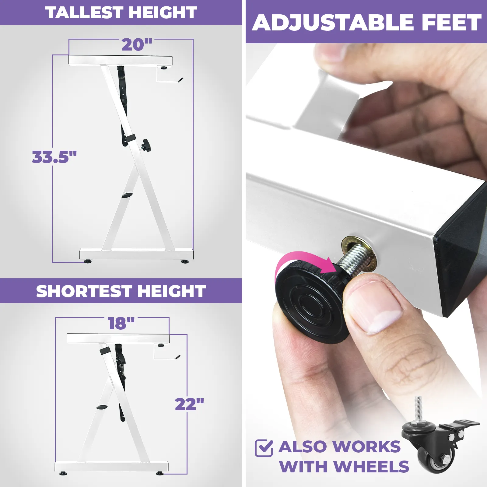 WS Adjustable Z Shape White Keyboard Stand