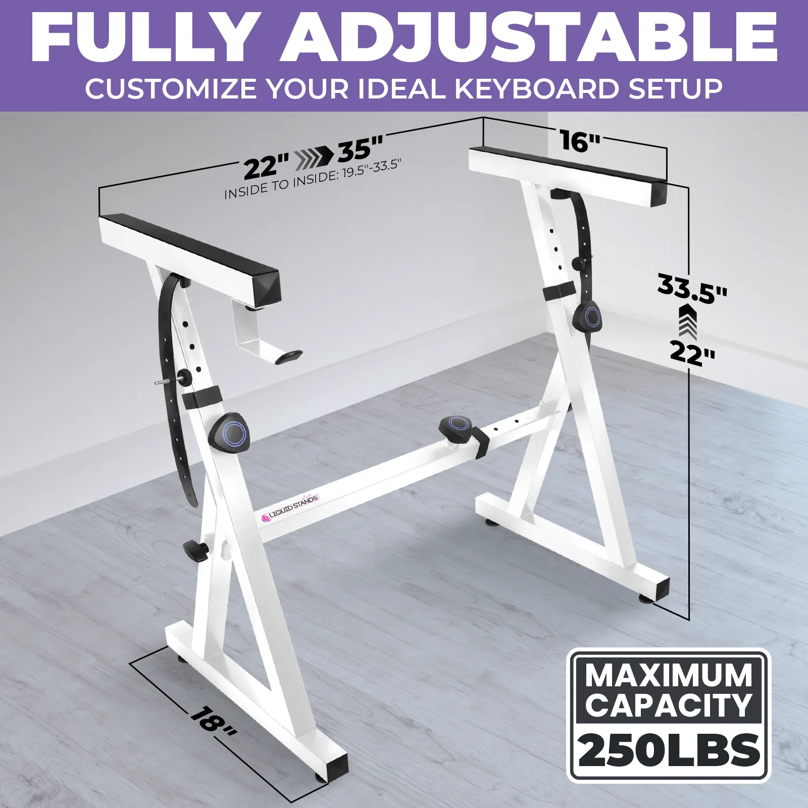 WS Adjustable Z Shape White Keyboard Stand