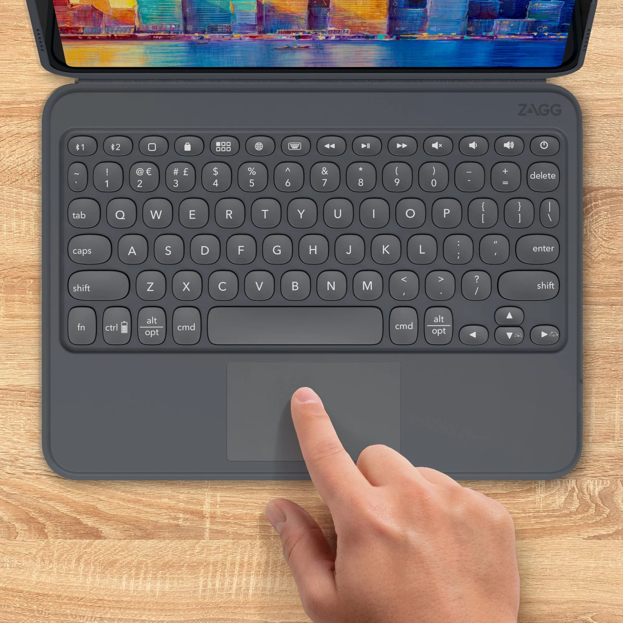 ZAGG Keyboard Pro Keys with Trackpad-Apple-iPad 10.2-Black/Gray-UK