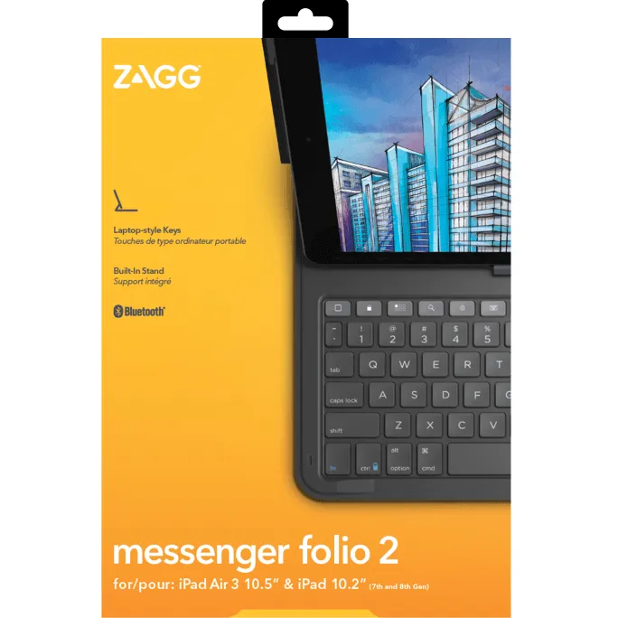 Zagg Messenger Keyboard Case Folio iPad Air 10.5" 3rd & 10.2" Generation