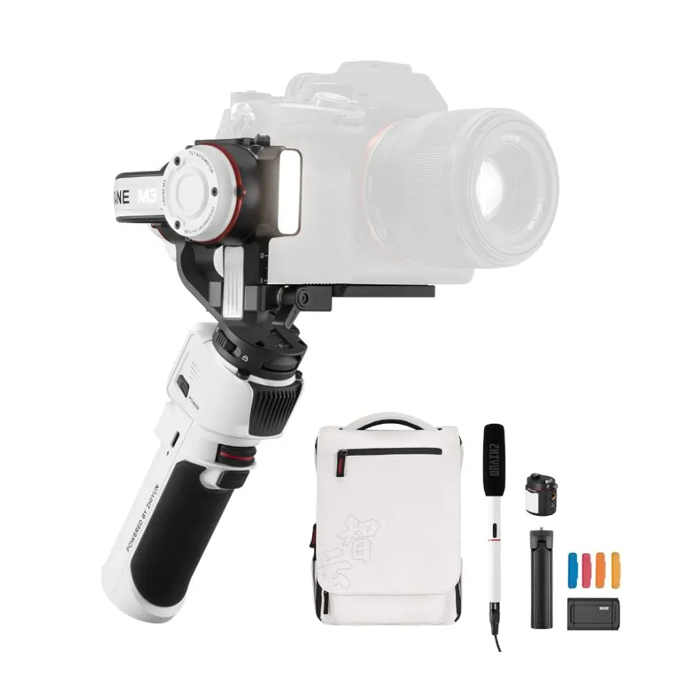 Zhiyun Crane M3 Camera 3-Axis Gimbal Stabilizer Kit with Built-in Bi-Color LED Fill Light, Tripod, 8 hrs Battery Life, Quick Release 4.0 System, 1.22" OLED Touch Display, 6.55mm Microphone Audio Port for iPhone & Android Phone