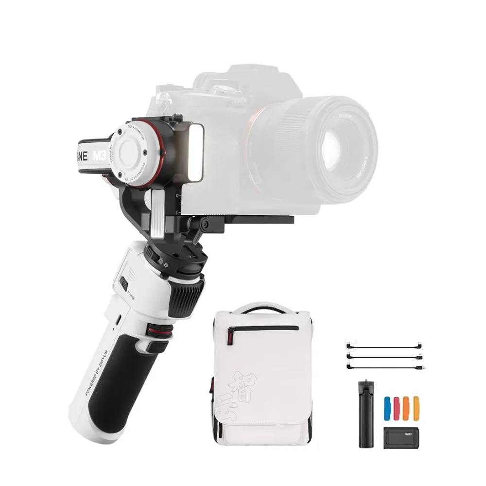 Zhiyun Crane M3 Camera 3-Axis Gimbal Stabilizer Kit with Built-in Bi-Color LED Fill Light, Tripod, 8 hrs Battery Life, Quick Release 4.0 System, 1.22" OLED Touch Display, 6.55mm Microphone Audio Port for iPhone & Android Phone