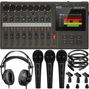 Zoom R20 Portable Multitrack Recorder   Behringer XM1800S Vocal Microphone Accessory Kit