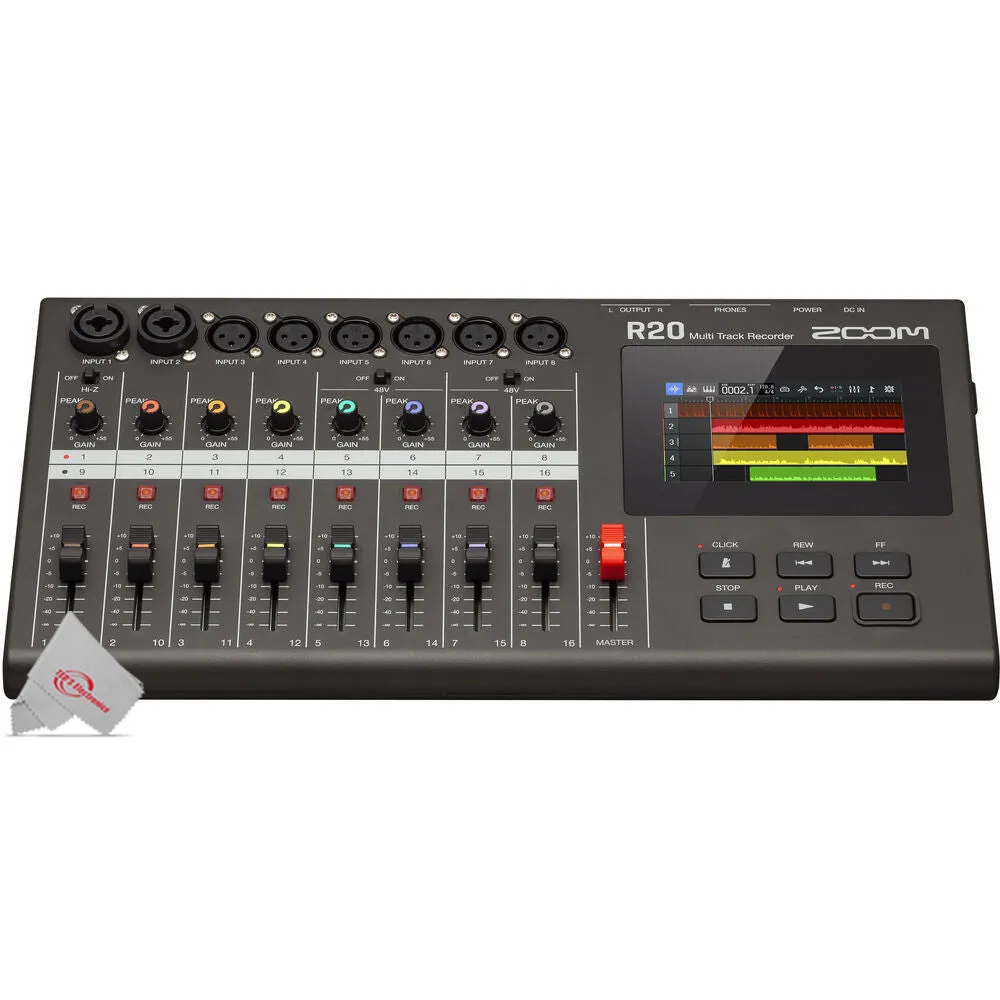 Zoom R20 Portable Multitrack Recorder    Zoom ZDM-1 Podcast Mic Pack Accessory Bundle