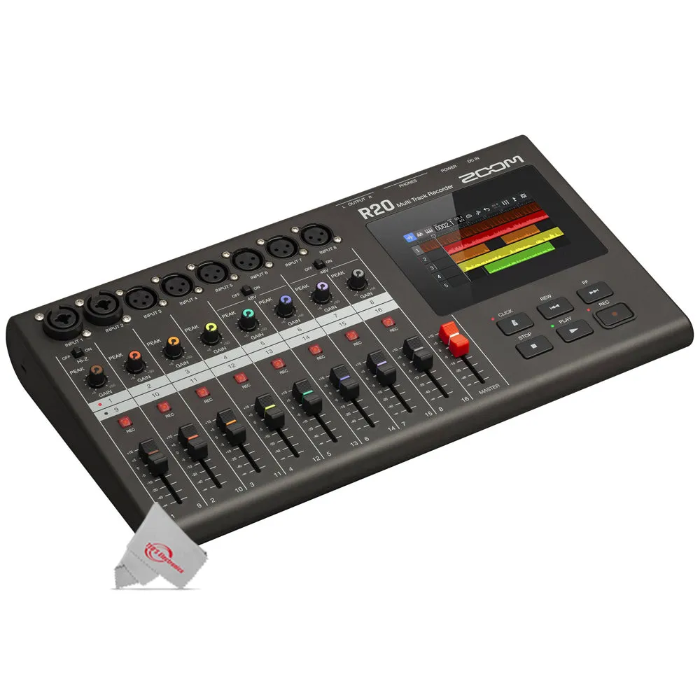 Zoom R20 Portable Multitrack Recorder    Zoom ZDM-1 Podcast Mic Pack Accessory Bundle