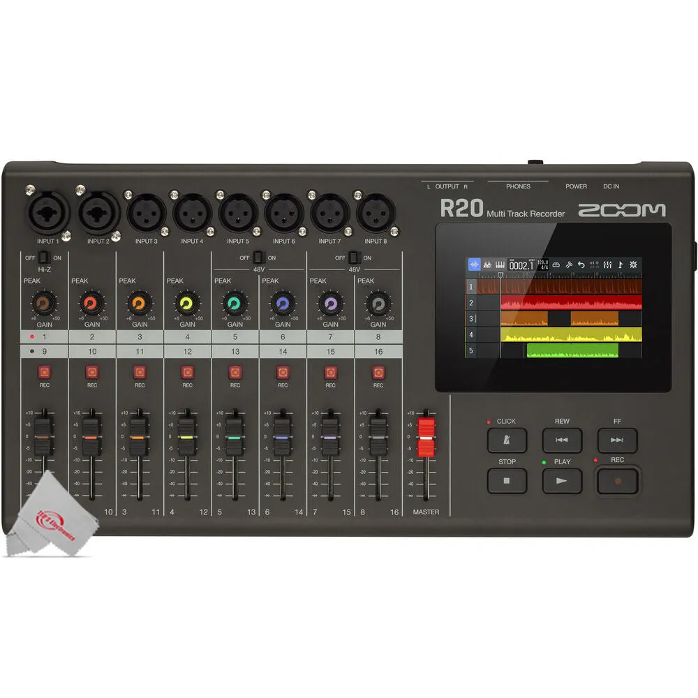 Zoom R20 Portable Multitrack Recorder    Zoom ZDM-1 Podcast Mic Pack Accessory Bundle